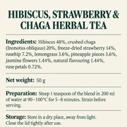 Sienami Gourmet — Hibiscus, Strawberry & Chaga Herbal Tea  | 50 g