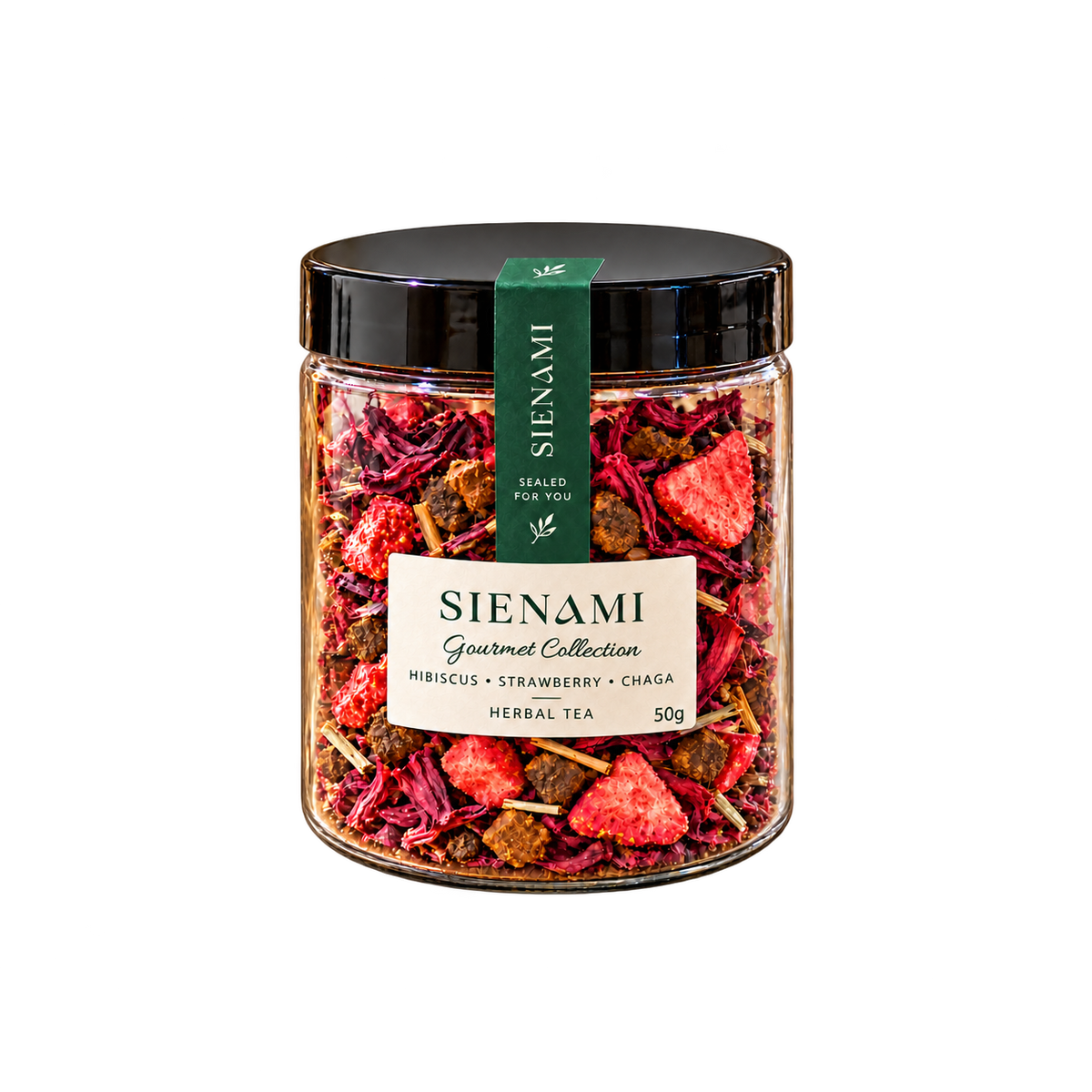 Sienami Gourmet — Hibiscus, Strawberry & Chaga Herbal Tea  | 50 g