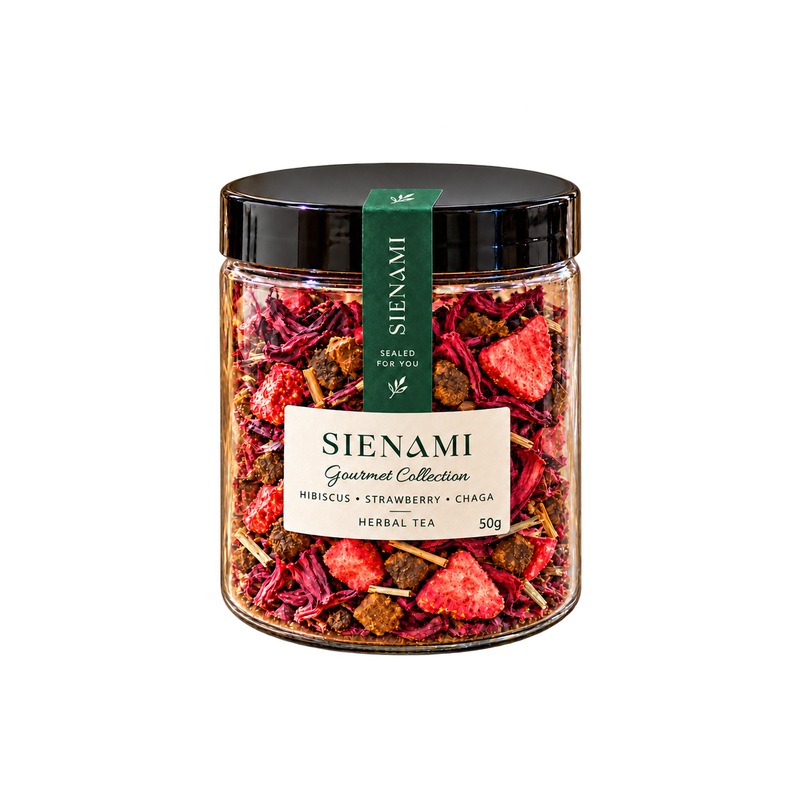 Sienami Gourmet — Hibiscus, Strawberry & Chaga Herbal Tea  | 50 g