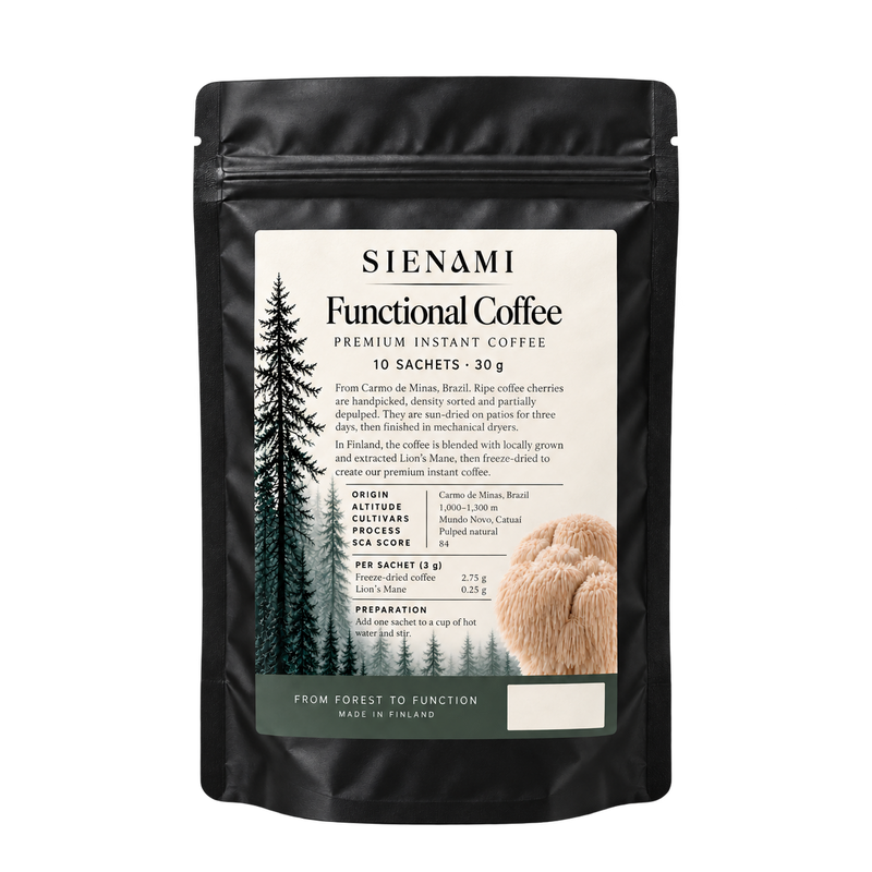 SIENAMI Functional Coffee – Premium Instant Coffee with Lion’s Mane | 10 Sachets