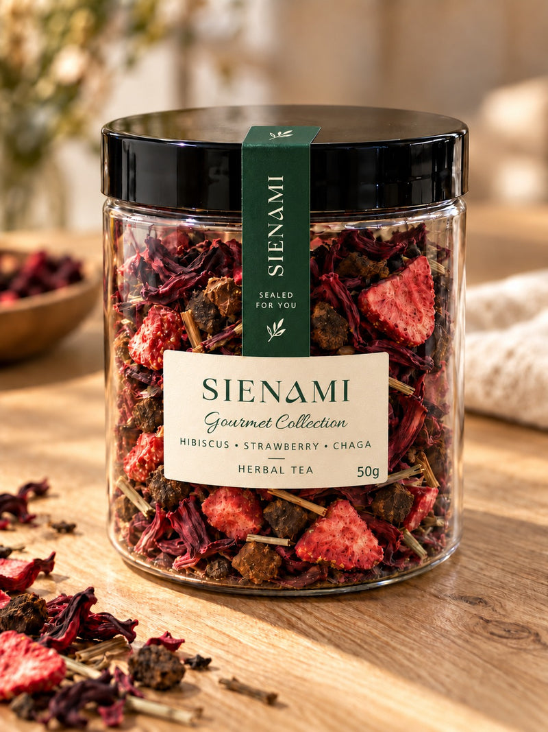 Sienami Gourmet — Hibiscus, Strawberry & Chaga Herbal Tea  | 50 g